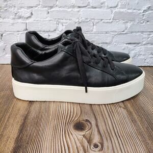 Vince Benfield Black Leather Platform Sneaker US 7 EU 37 Orig $250 Quiet Luxury